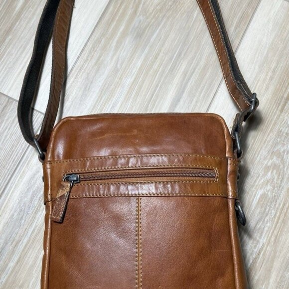 Jack George Brown Zippered Slim Compact Leather Crossbody Bag - Picture 2 of 16